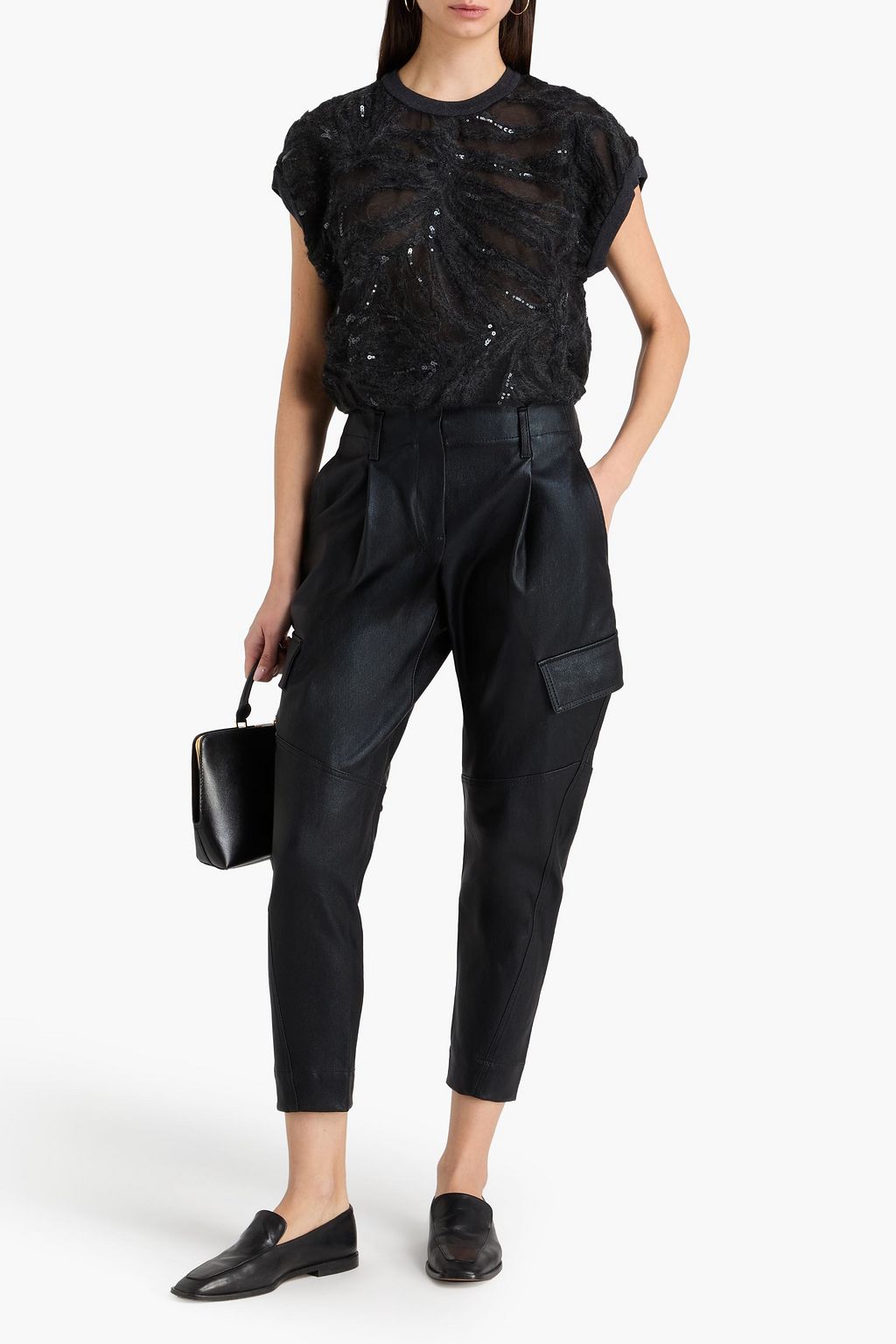 BRUNELLO CUCINELLI Leather tapered pants