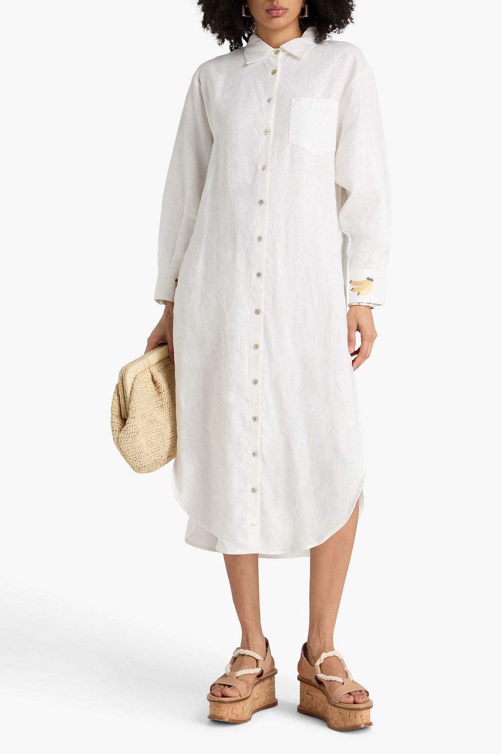 FARM RIO Cutout floral-print linen-blend midi dress | THE OUTNET FARM RIO Cutout floral-print linen-blend midi dress | THE OUTNET
