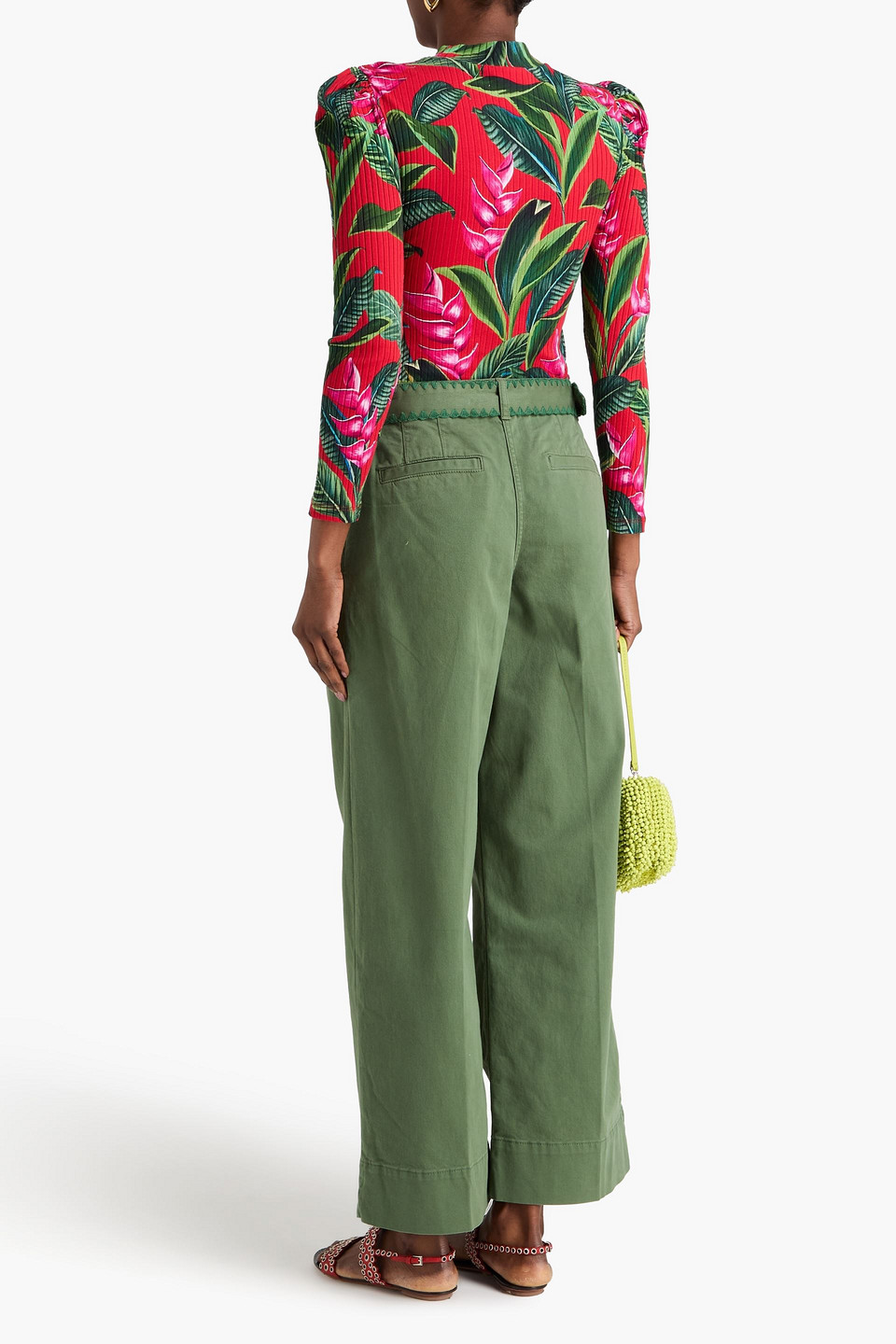  Farm Rio - Gerippter Body Aus Jersey Aus Stretch-baumwolle Mit Floralem Print Und Rollkragen - Rot - Xs 