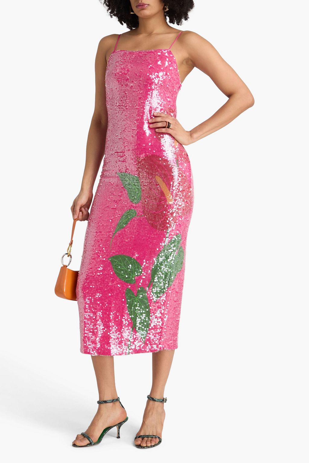 FARM RIO Sequined crepe midi dress