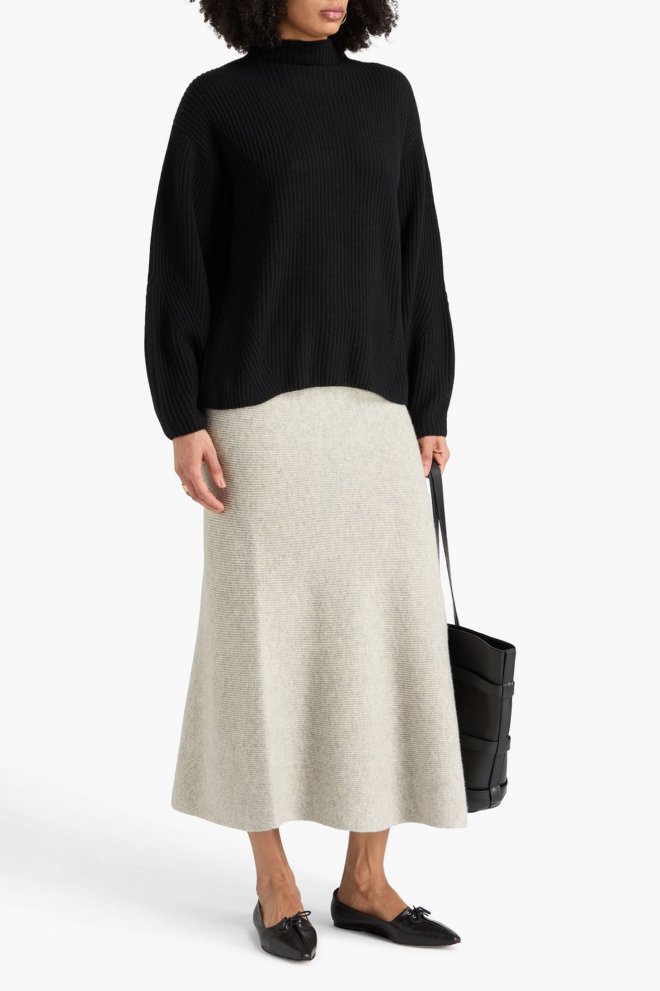  Le Kasha - Pullover „iowa“ Aus Geripptem Kaschmir Mit Mock-neck-kragen - Schwarz - S/m 