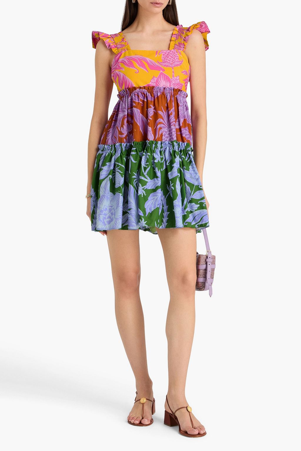 printed cotton poplin mini dress AGUA BY AGUA BENDITA Manzanilla floral print cotton poplin mini dress sz M