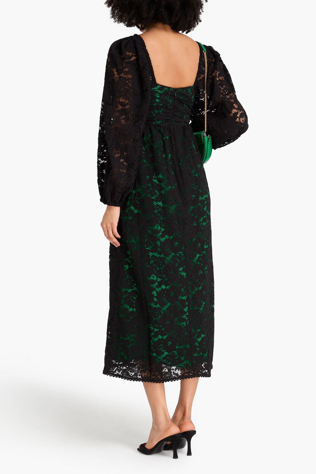 FARM RIO فستان متوسط الطول من الدانتيل المفرّغ