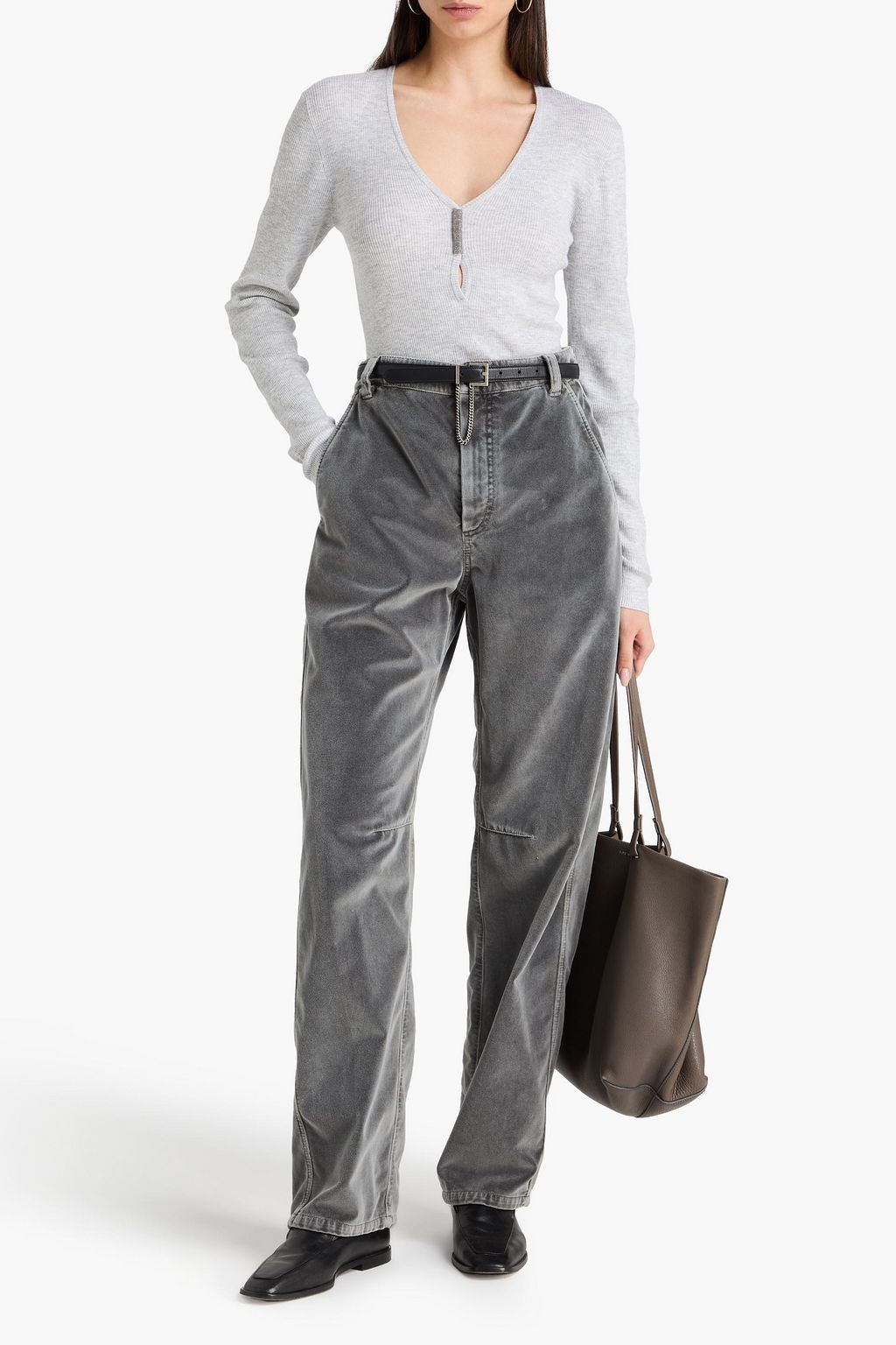 BRUNELLO CUCINELLI Cotton-velvet straight-leg pants