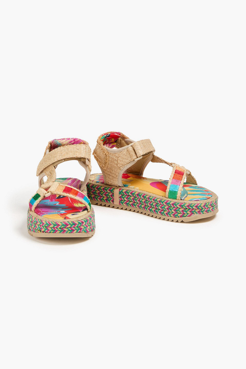  Farm Rio - Faux Raffia Platform Sandals - Neutral - Us 9 