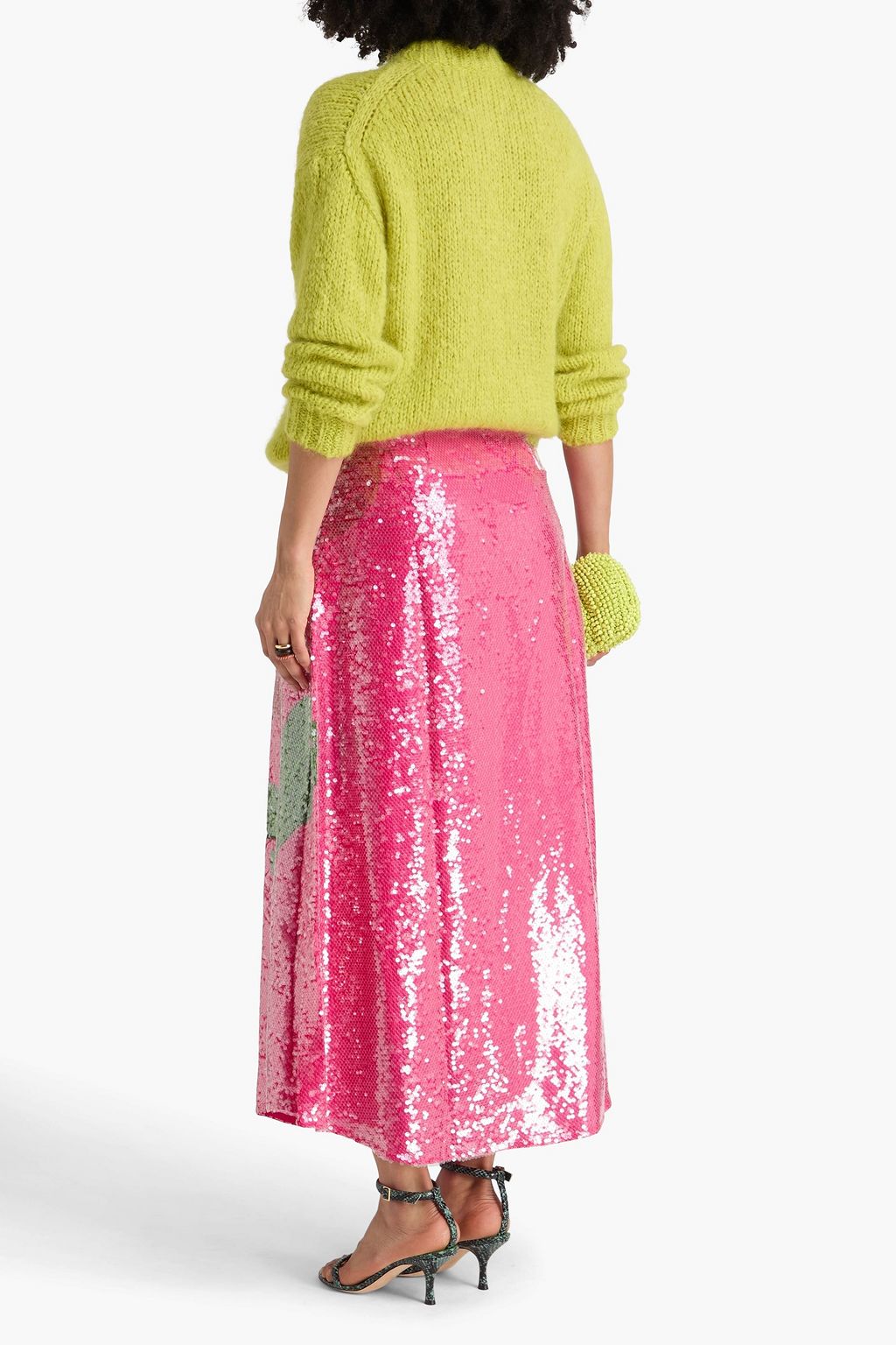 FARM RIO Sequined floral-print crepe maxi skirt