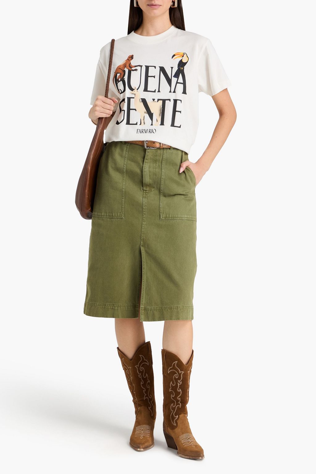 FARM RIO Printed cotton-jersey T-shirt