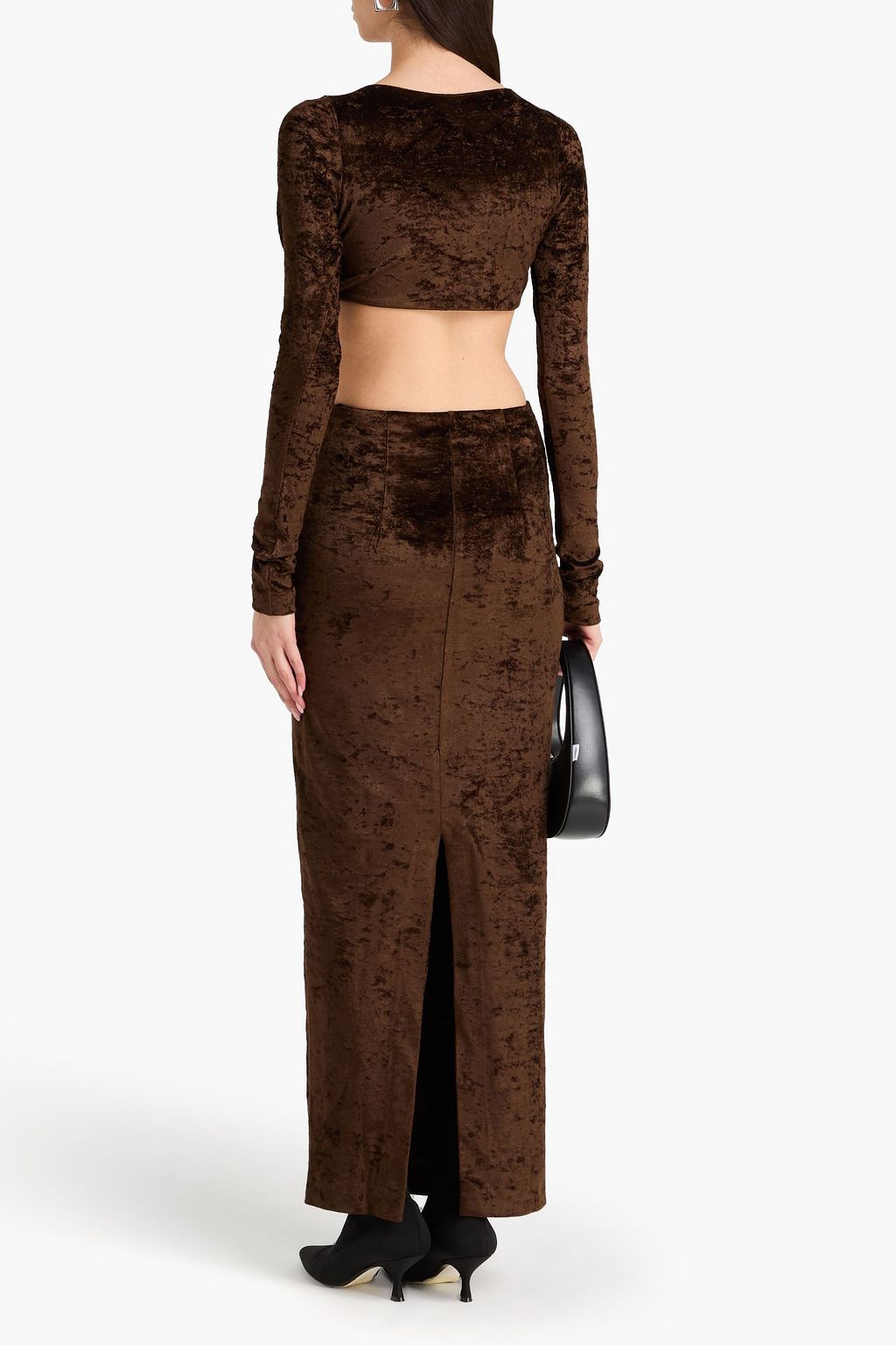 NANUSHKA Twisted cutout crushed-velvet maxi dress