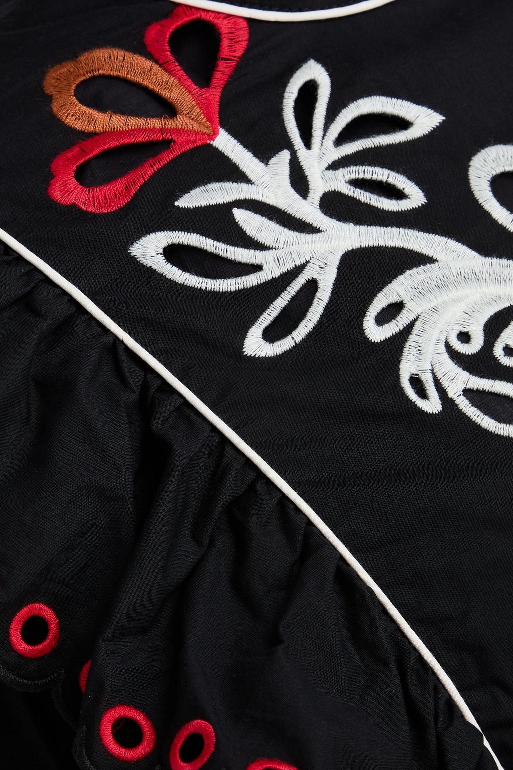 FARM RIO Richilieu embroidered cotton midi dress