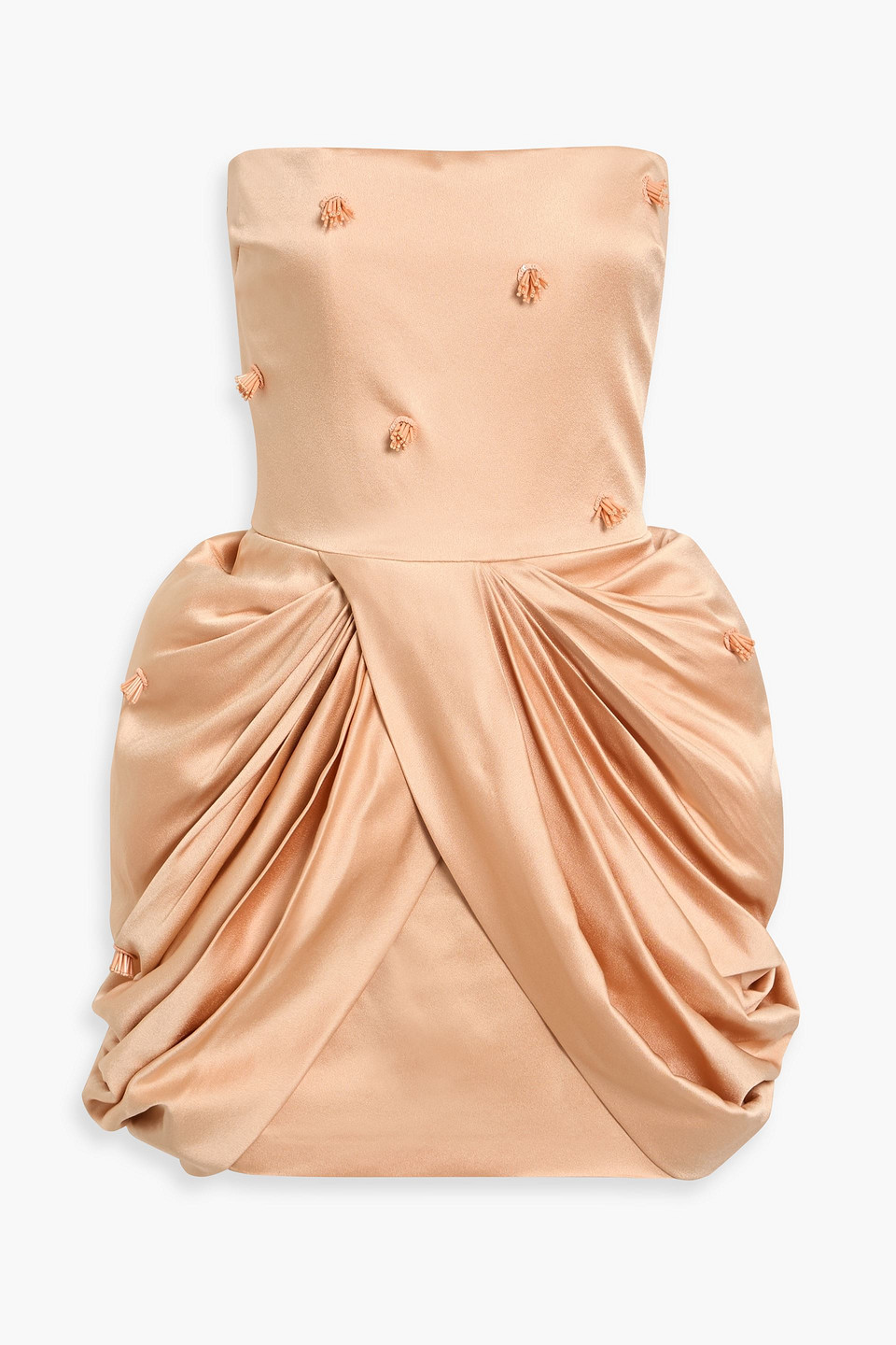 Stella Mccartney Strapless Embellished Draped Mini Dress In Pink