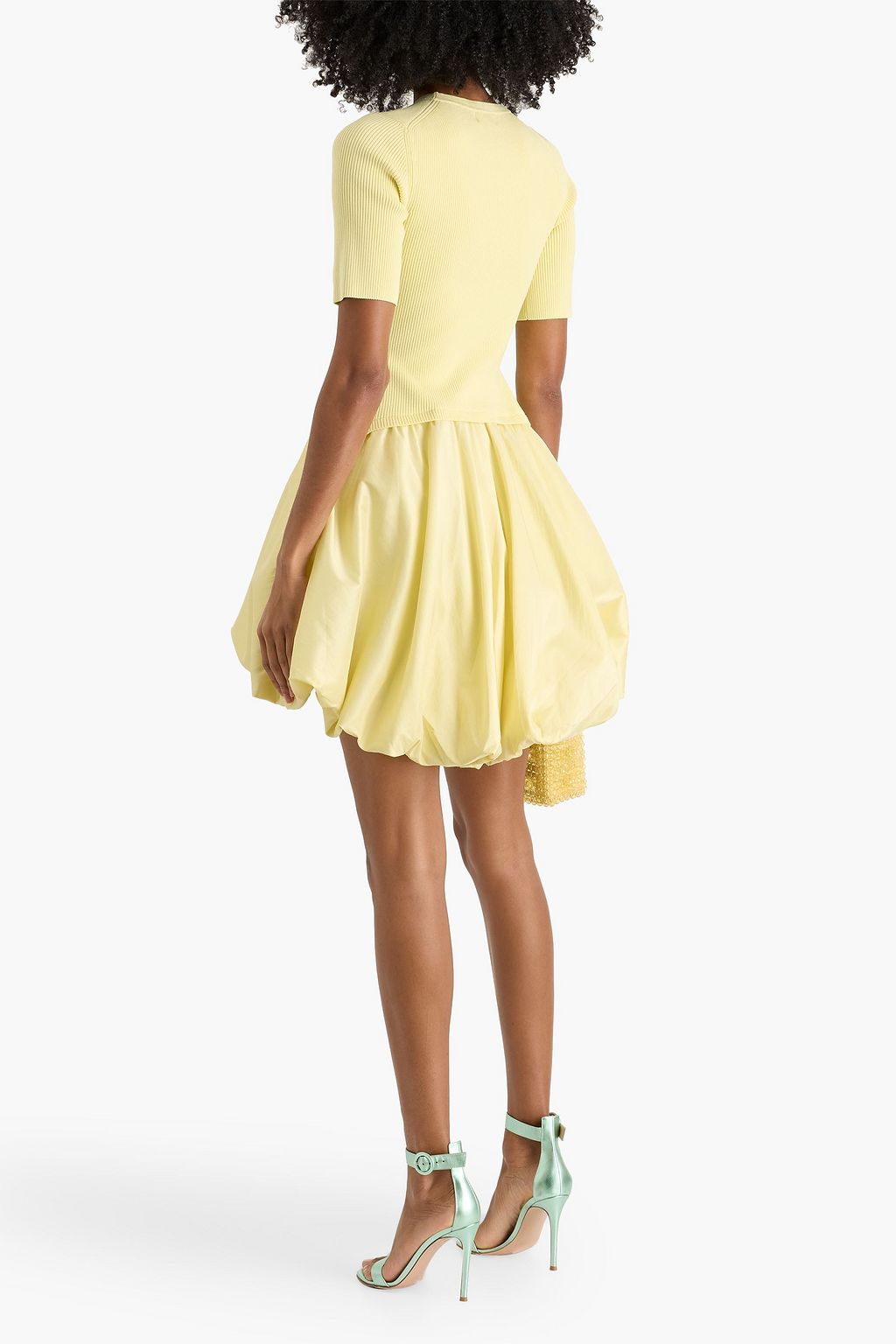 SIMKHAI Kenny ribbed-knit and taffeta mini dress