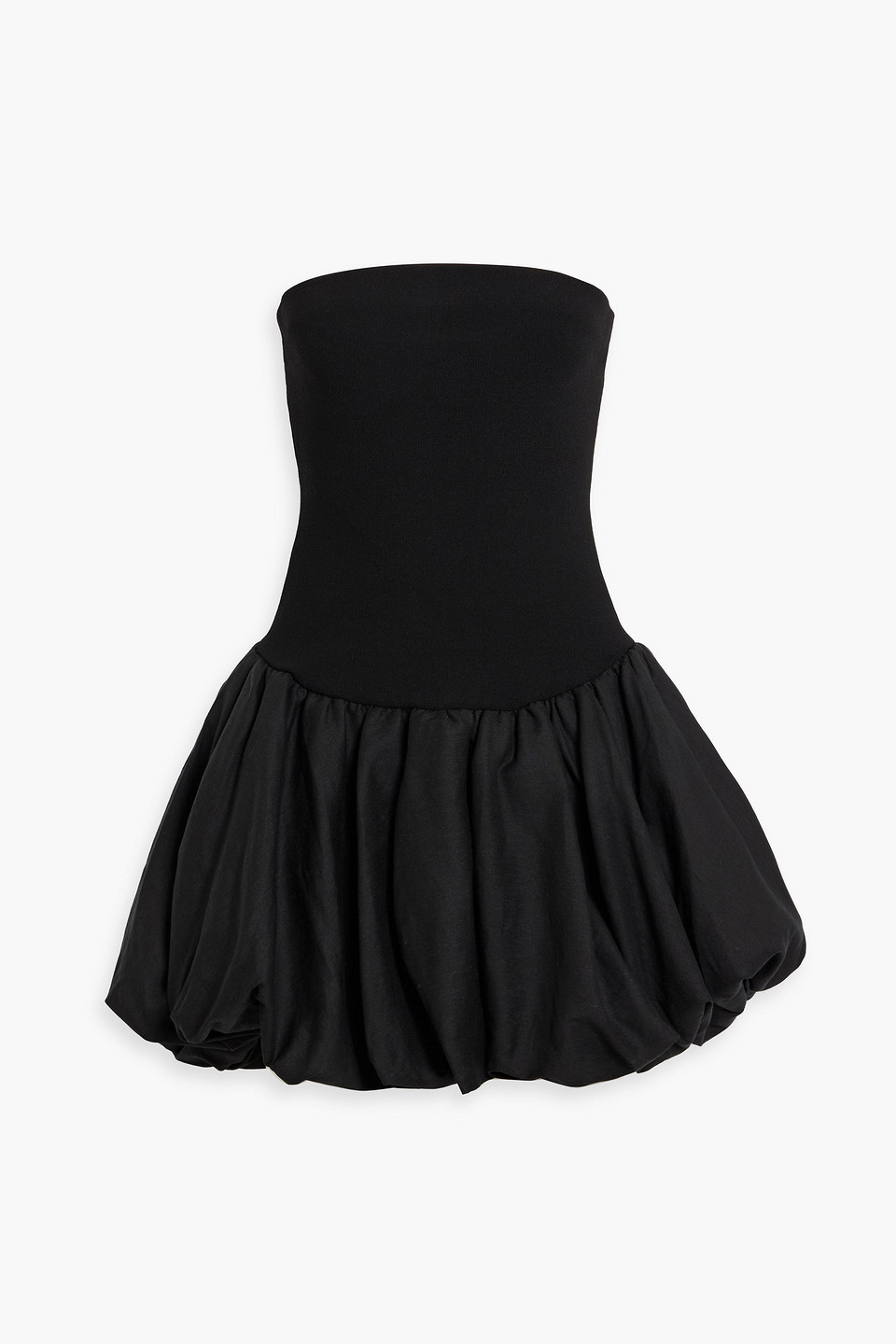 Simkhai Pollie Strapless Stretch Recycled-knit And Linen-blend Mini Dress In Black