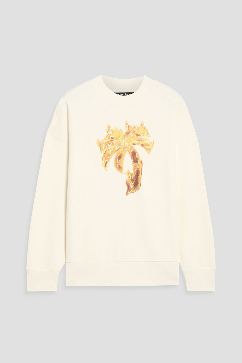 palm angels - printed french cotton-terry sweatshirt - white - m