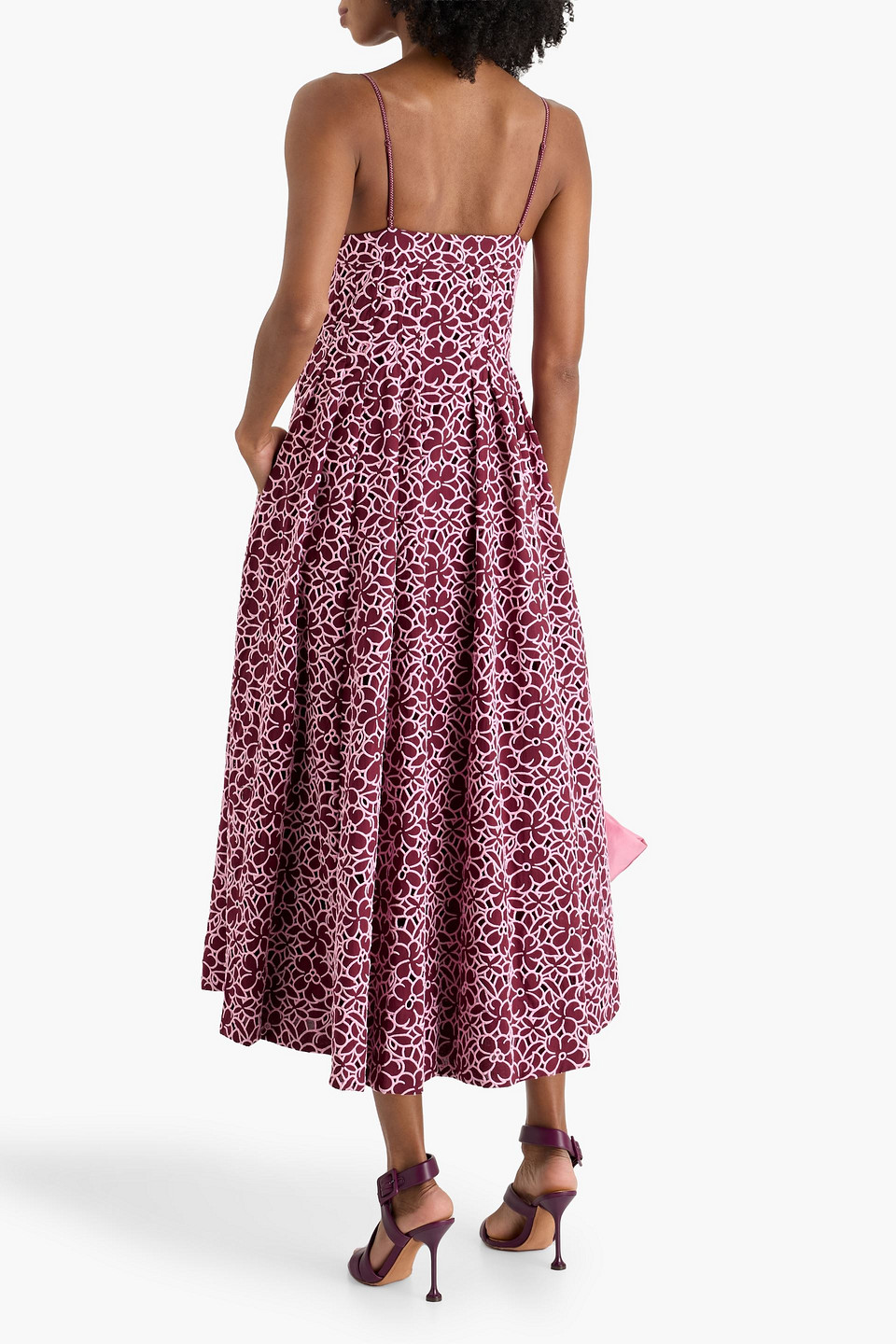 Simkhai Kittiya Pleated Broderie Anglaise Cotton Midi Dress In Multi