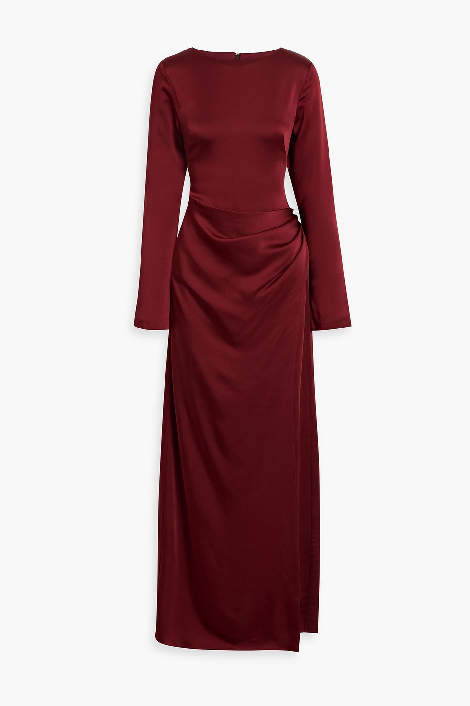 Simkhai Quiana Draped Satin Gown In Burgundy