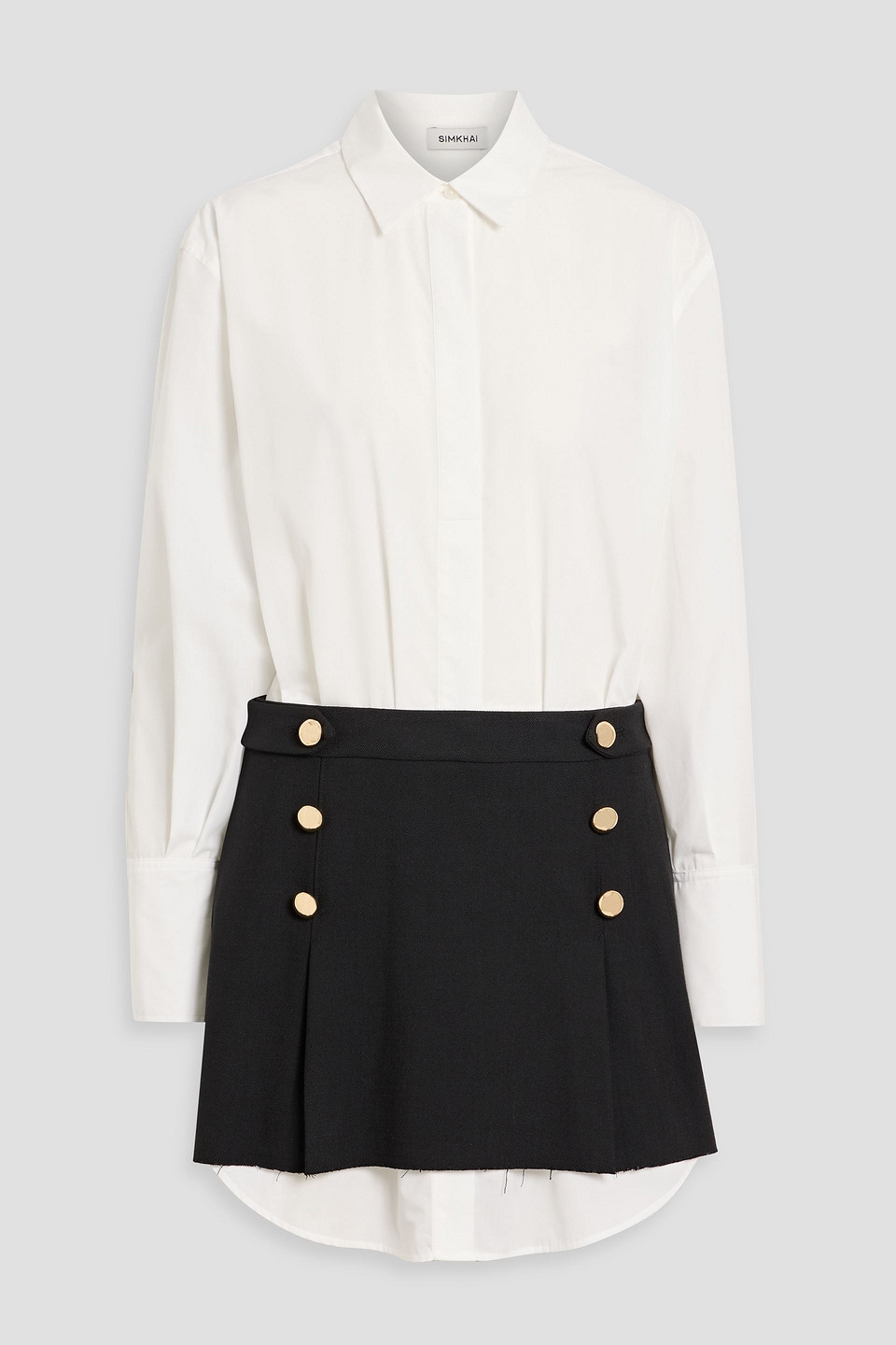Simkhai Warren Poplin And Twill Mini Shirt Dress In White