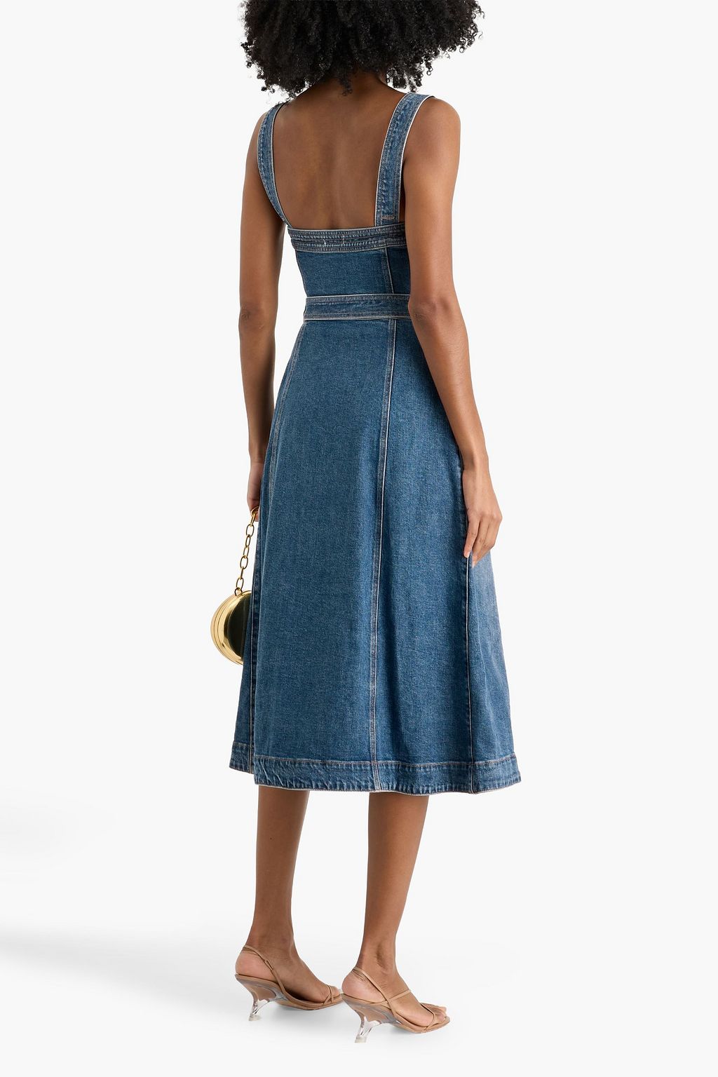 SIMKHAI Alba belted denim midi dress