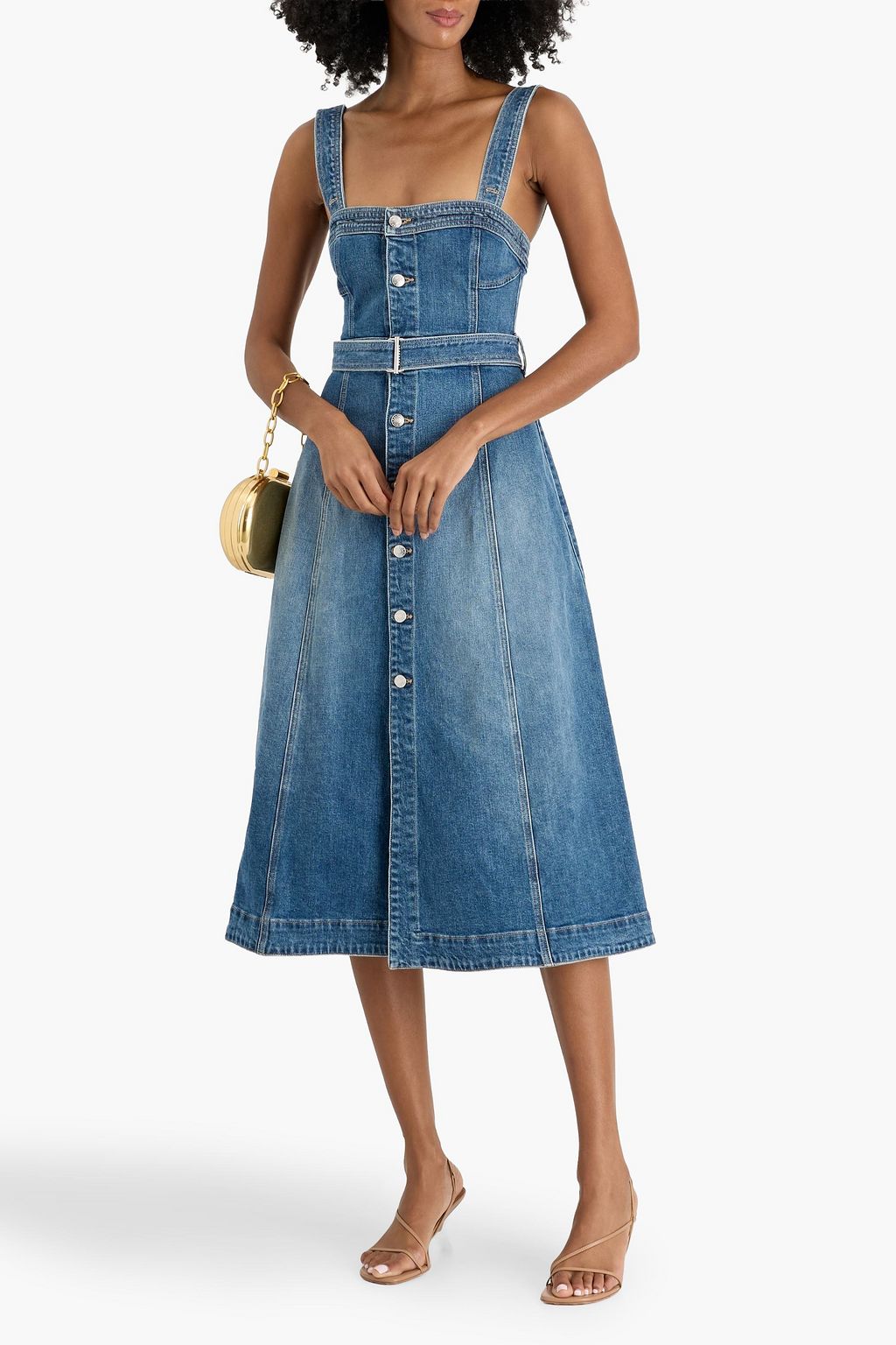 SIMKHAI Alba belted denim midi dress