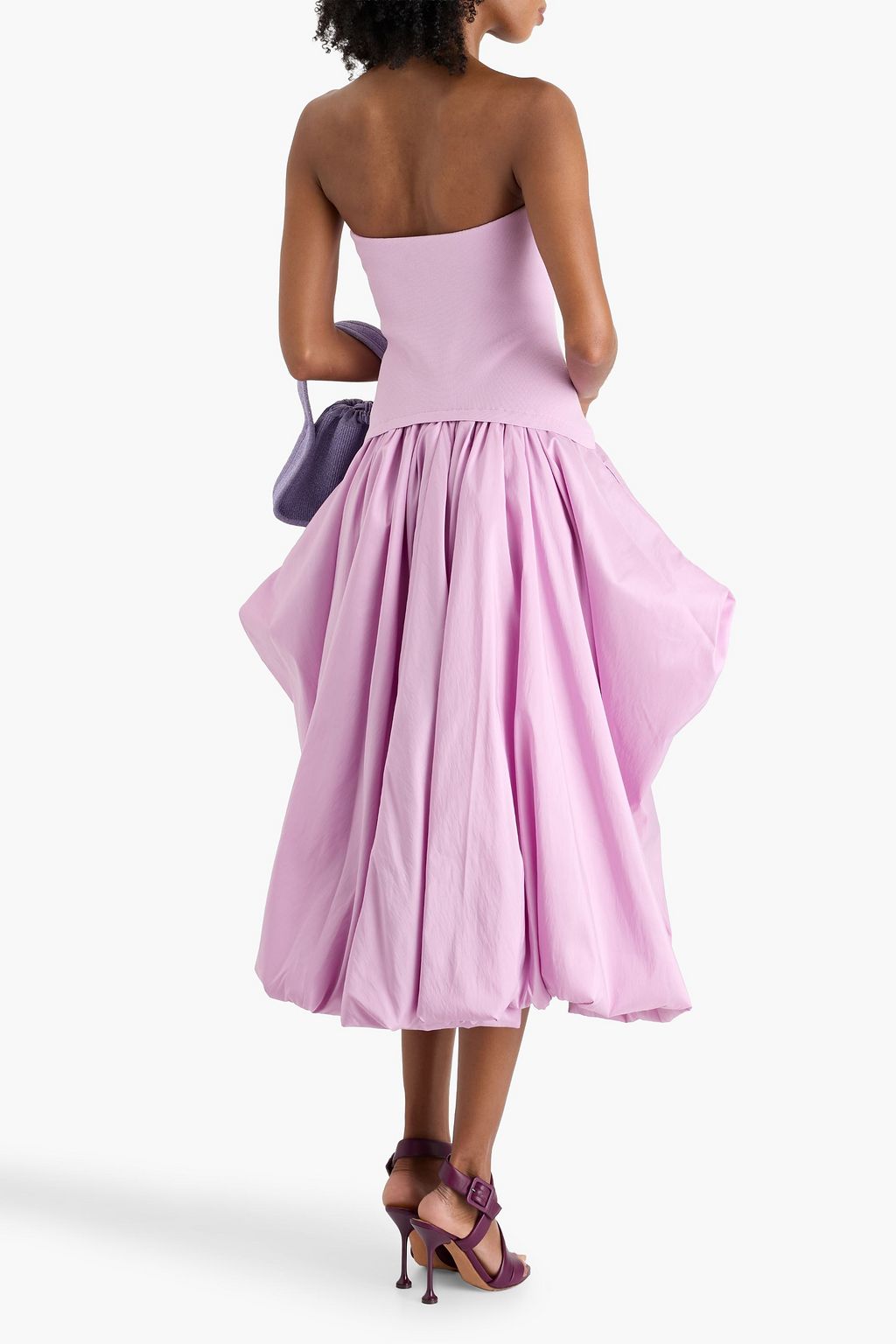 SIMKHAI Izzy strapless stretch-knit and taffeta midi dress