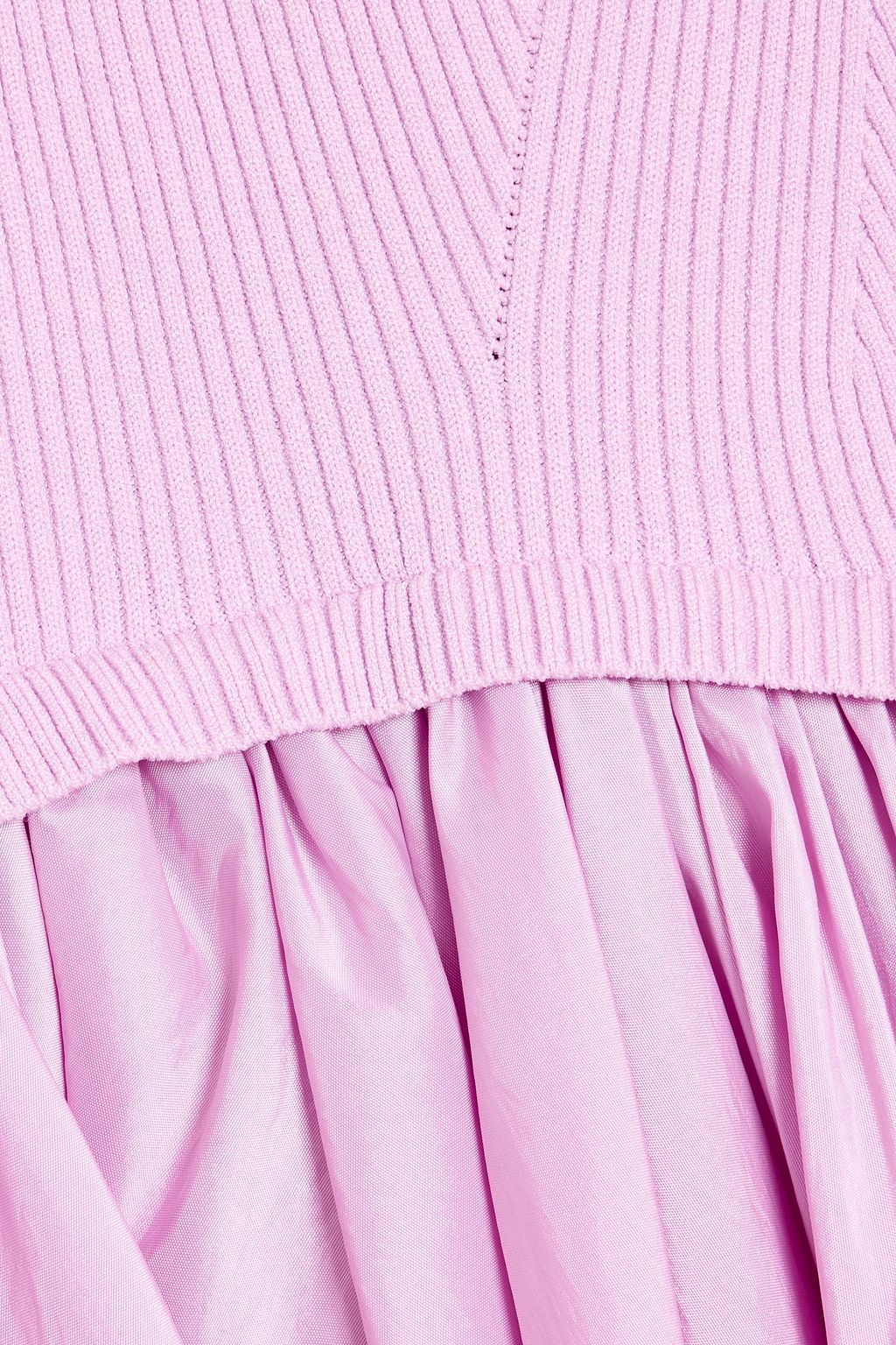 SIMKHAI Kenlie stretch-knit and taffeta midi dress