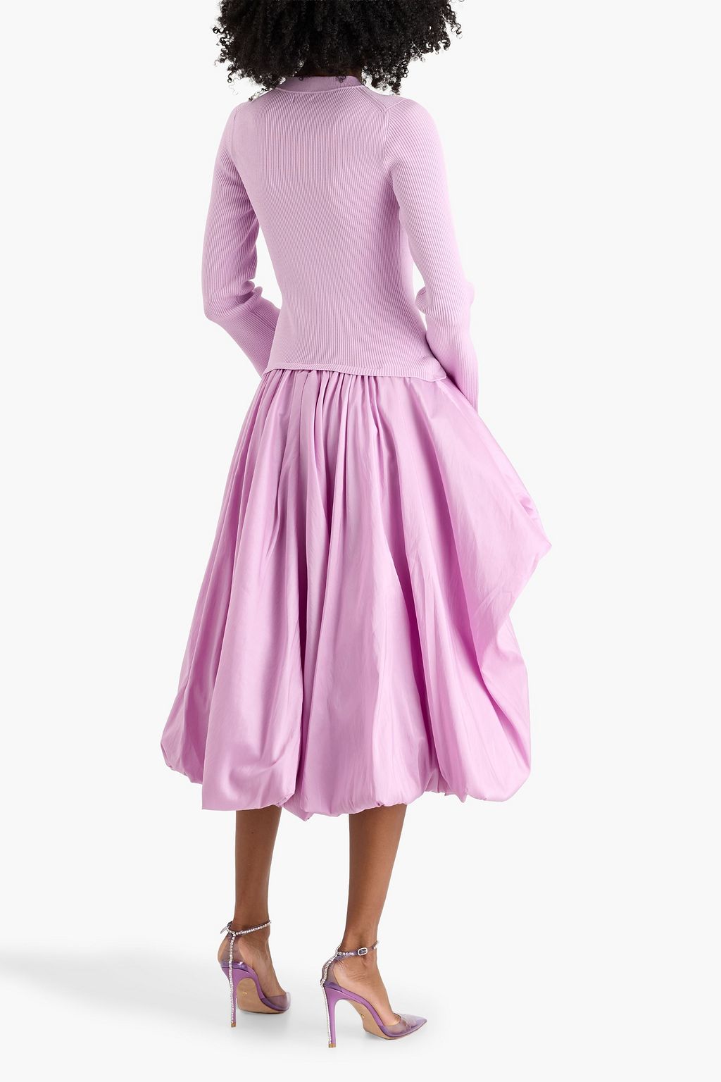 SIMKHAI Kenlie stretch-knit and taffeta midi dress