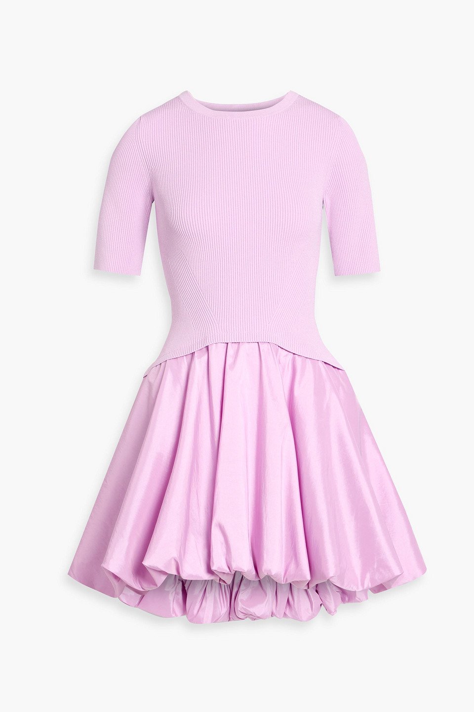Simkhai Kenny Ribbed-knit And Taffeta Mini Dress In Pink