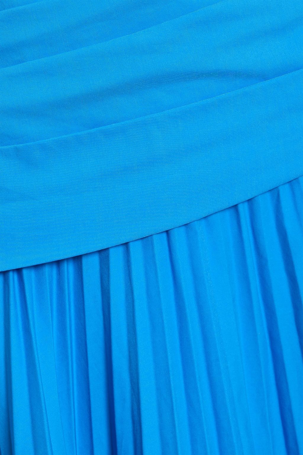 SIMKHAI Arie strapless pleated cotton-blend poplin midi dress