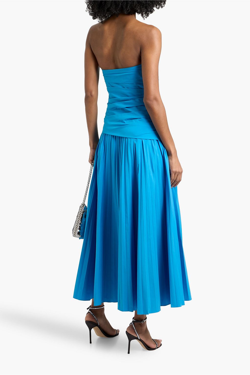 SIMKHAI Arie strapless pleated cotton-blend poplin midi dress