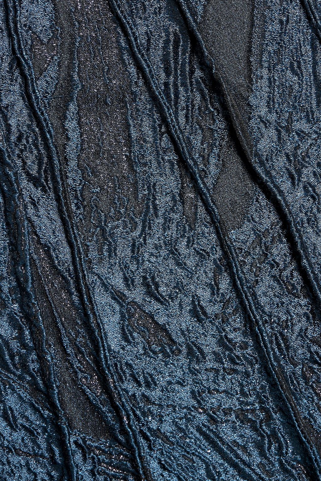 SIMKHAI Maya pintucked metallic cloqué midi dress