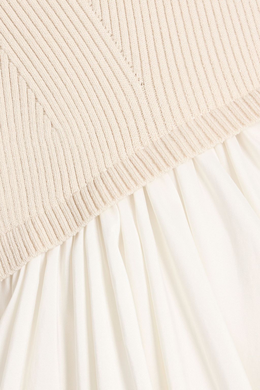 SIMKHAI Kenlie ribbed knit-paneled taffeta midi dress