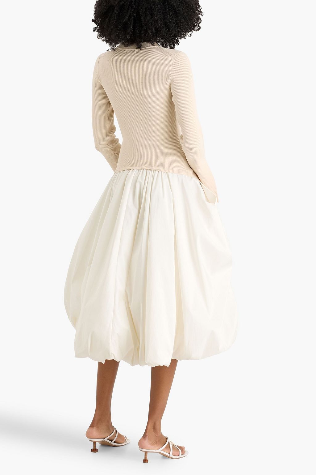 SIMKHAI Kenlie ribbed knit-paneled taffeta midi dress