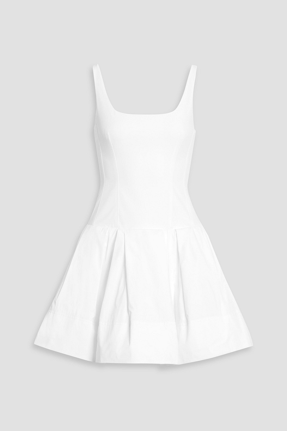 simkhai - lucy pleated cotton-blend faille mini dress - white - us 0