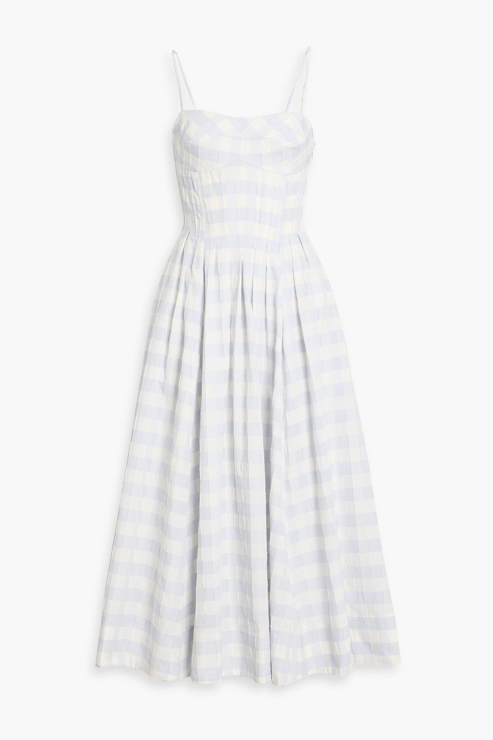 simkhai - kittiya checked cotton-voile midi dress - blue - us 00