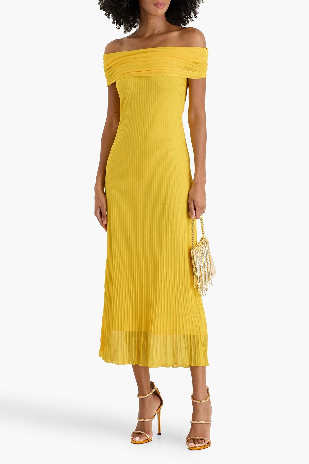 SIMKHAI Laurelle off-the-shoulder ribbed-knit maxi dress