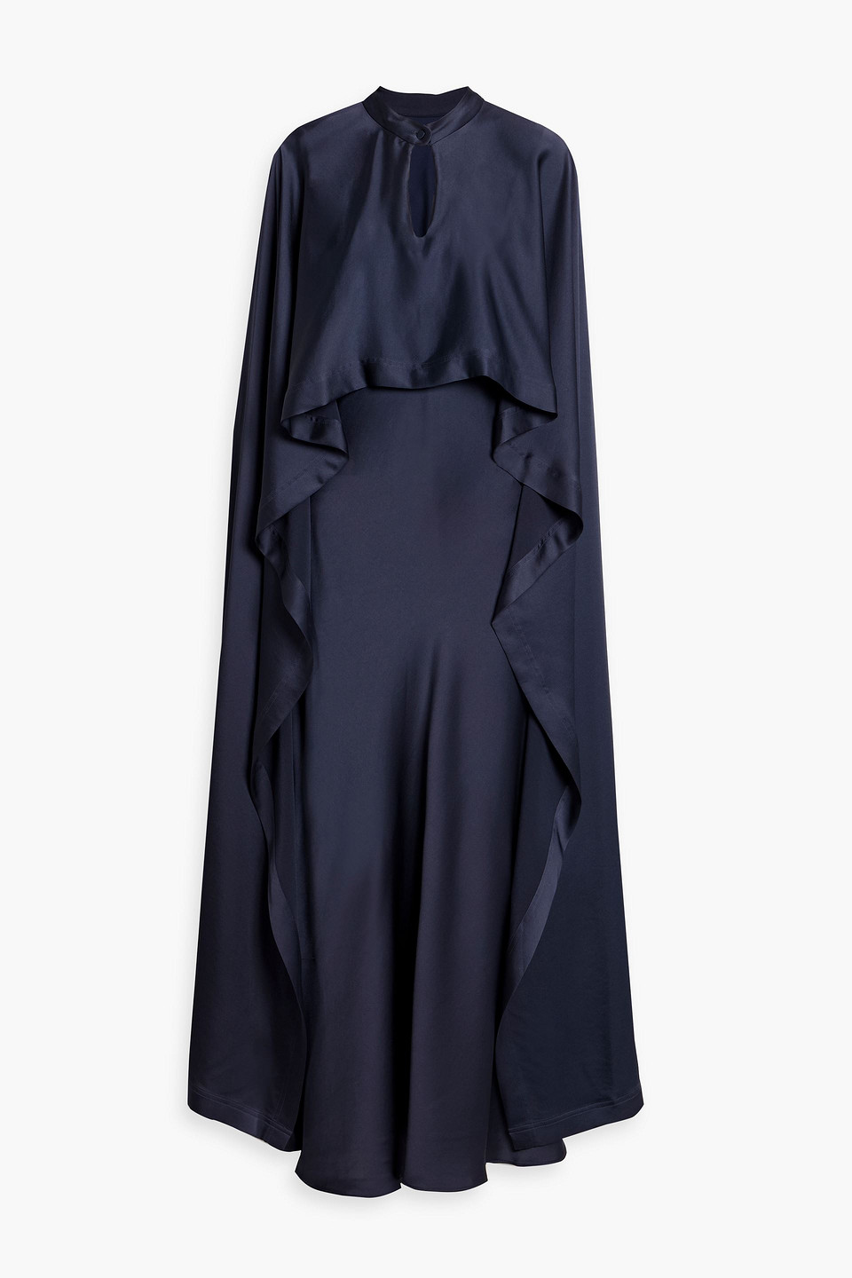 Simkhai Amory Cape-effect Satin-crepe Maxi Dress In Blue