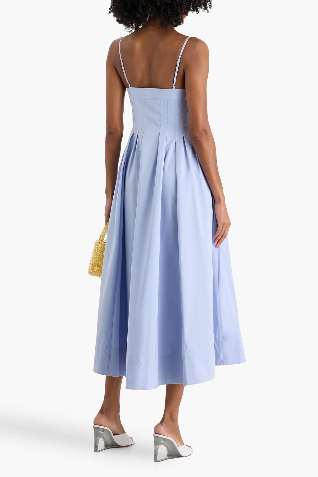 SIMKHAI Kittiya pleated cotton-blend poplin midi dress