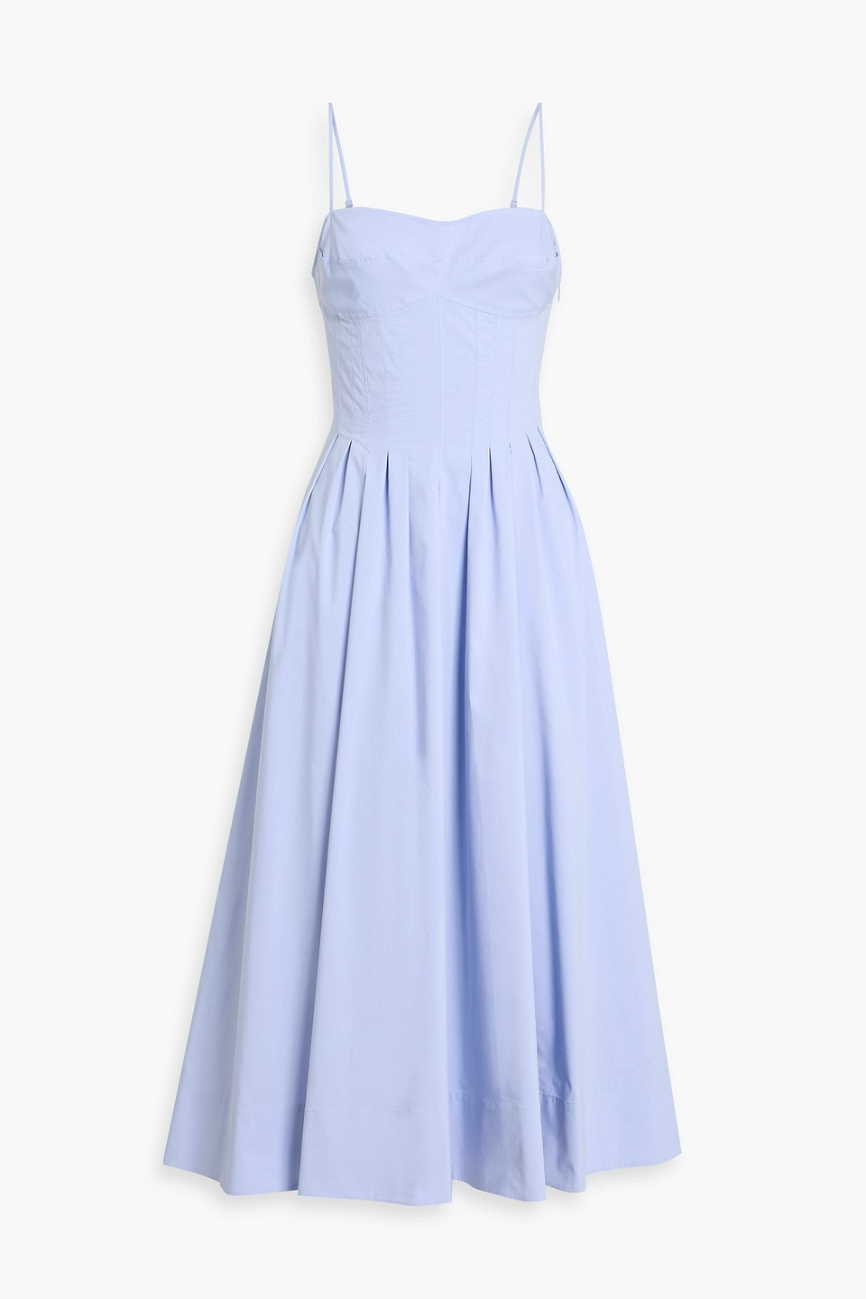 Simkhai Kittiya Pleated Cotton-blend Poplin Midi Dress In Blue