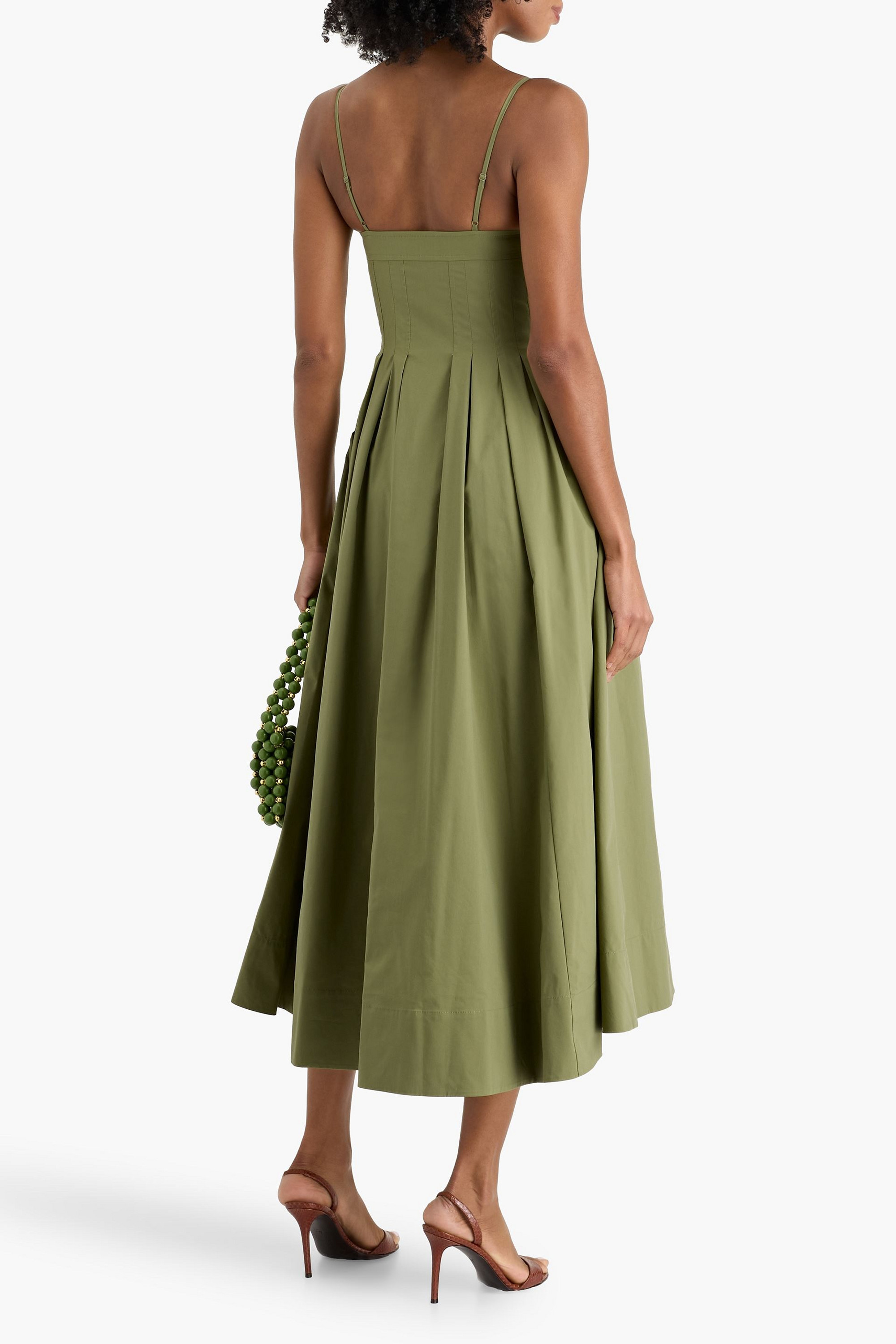 SIMKHAI Kittiya pleated cotton-blend poplin midi dress