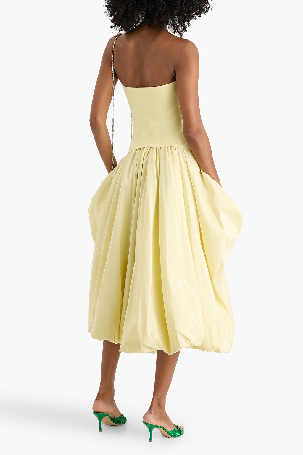SIMKHAI Izzy strapless stretch-knit and taffeta midi dress