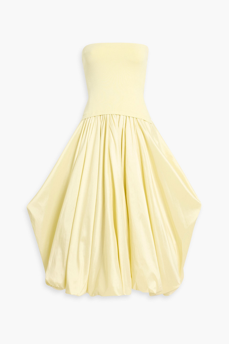 Simkhai Izzy Strapless Stretch-knit And Taffeta Midi Dress In Yellow