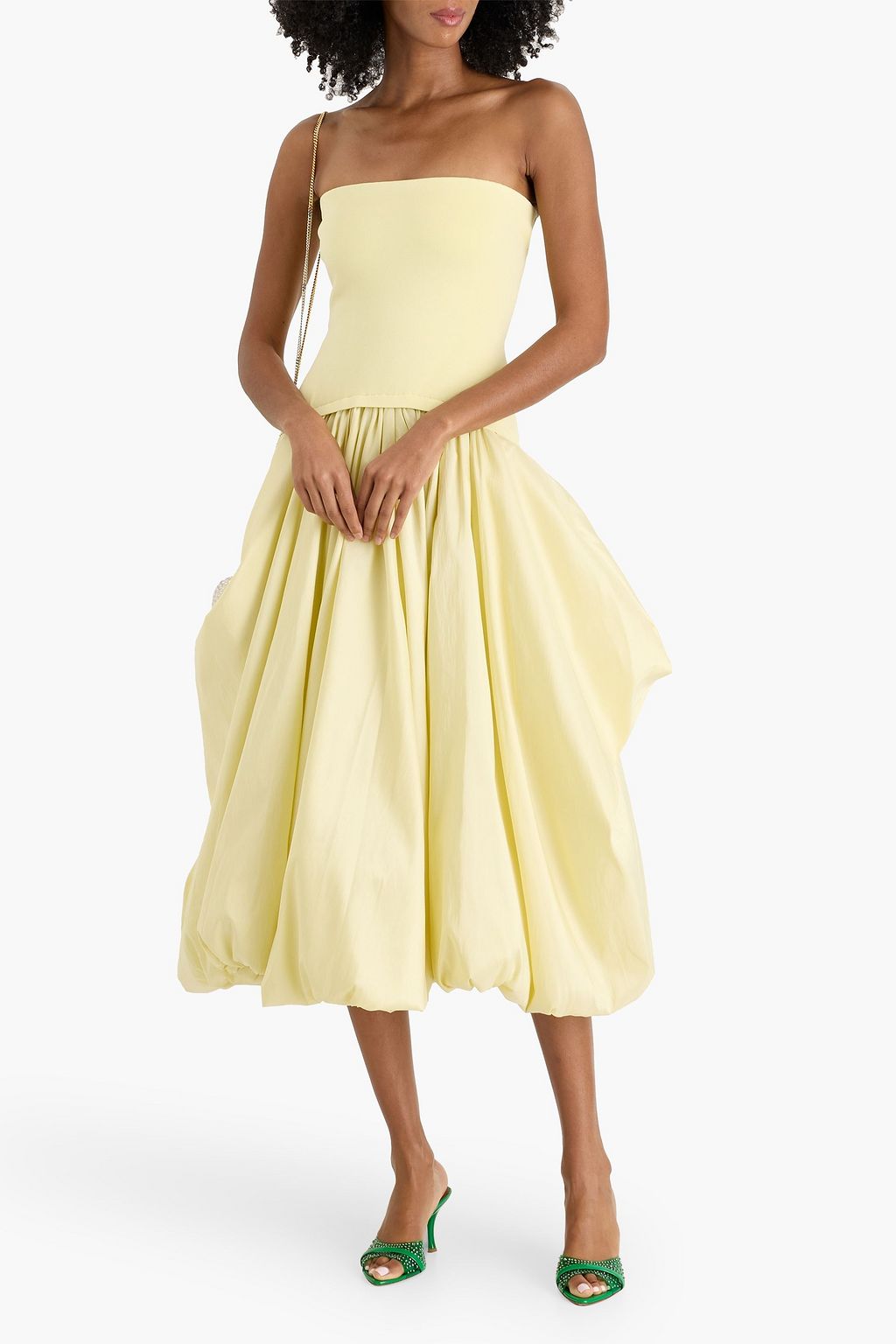 SIMKHAI Izzy strapless stretch-knit and taffeta midi dress