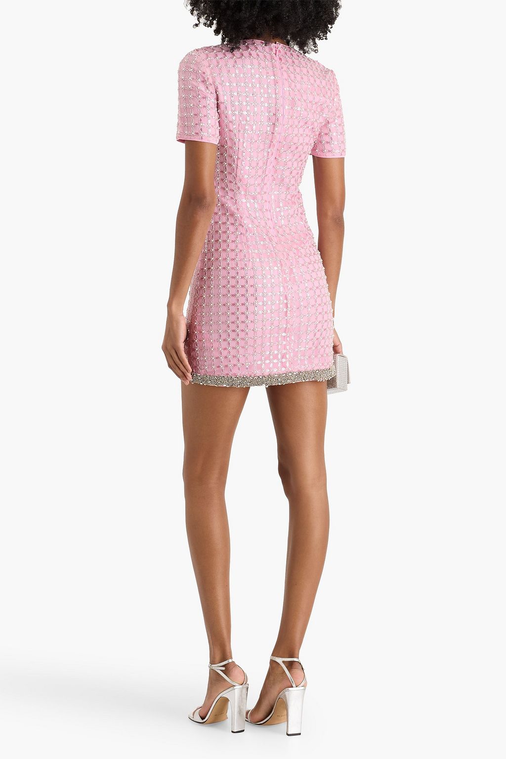 SIMKHAI Ziva embellished mesh mini dress