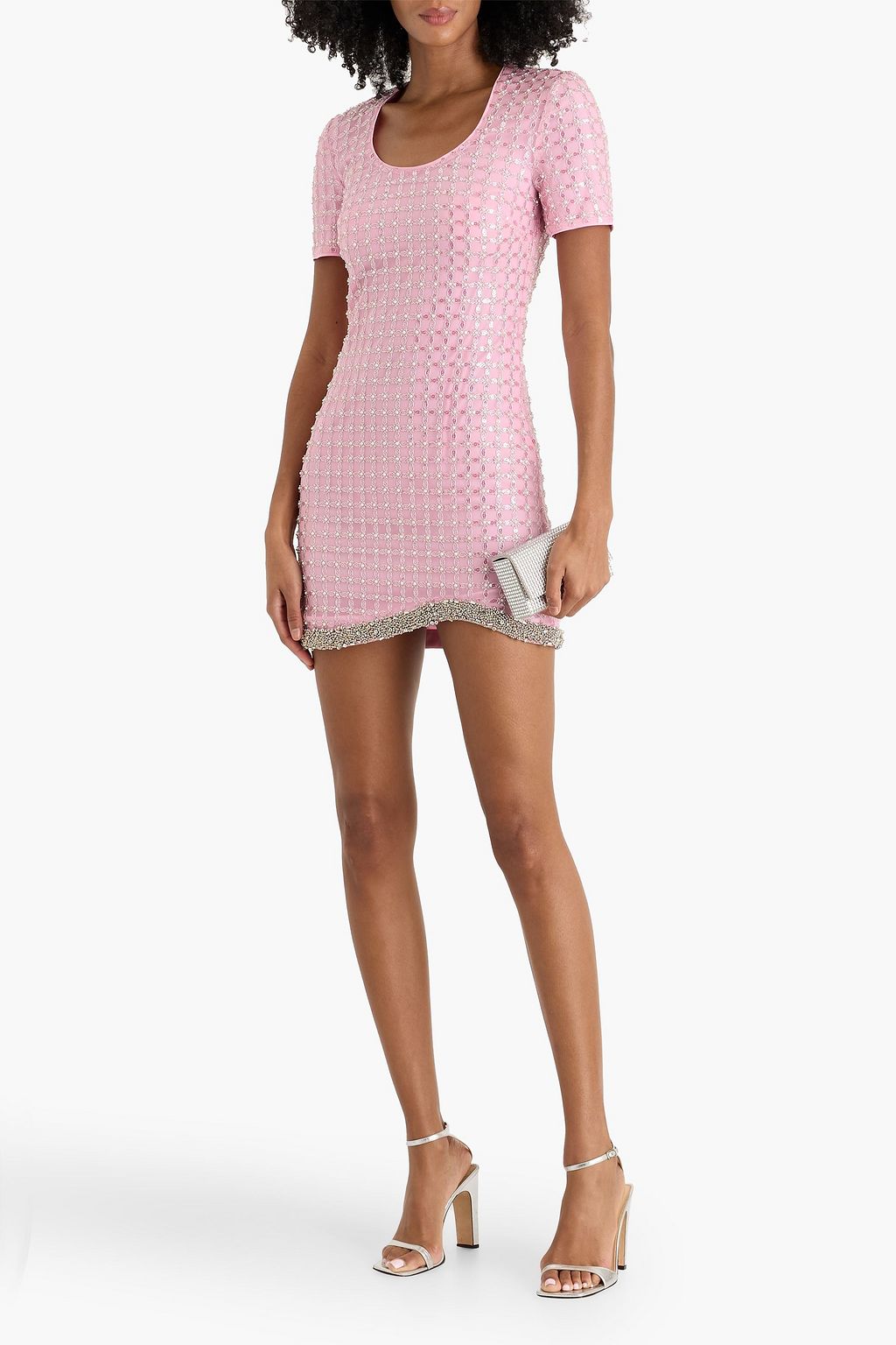 SIMKHAI Ziva embellished mesh mini dress