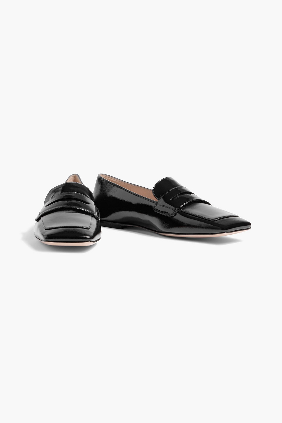 Gianvito Rossi Christina 05 Glossed-leather Loafers In Black