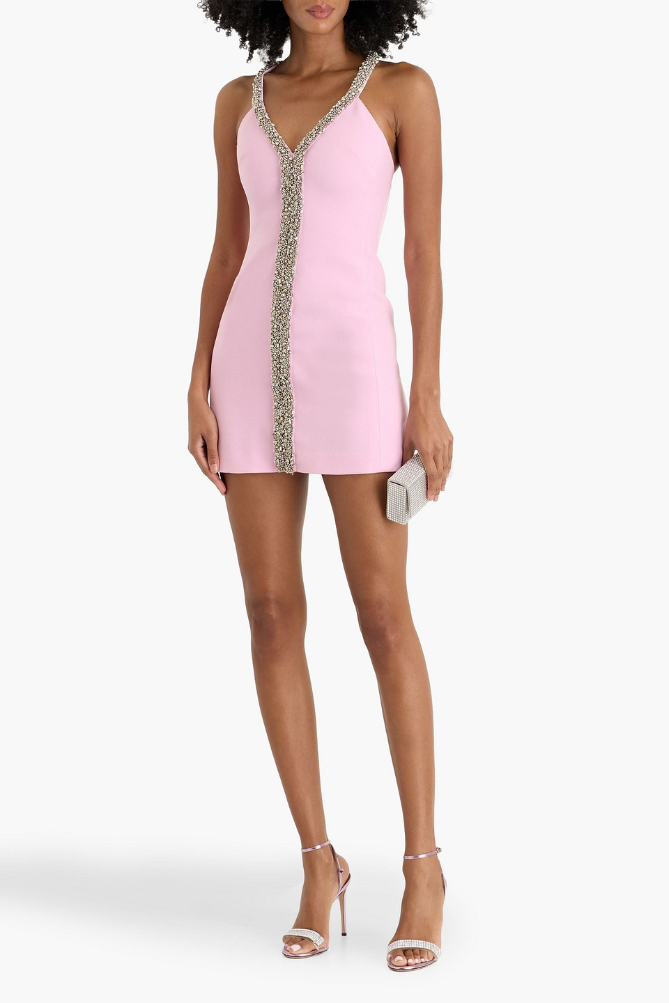 Simkhai Davia Embellished Crepe Mini Dress In Pink