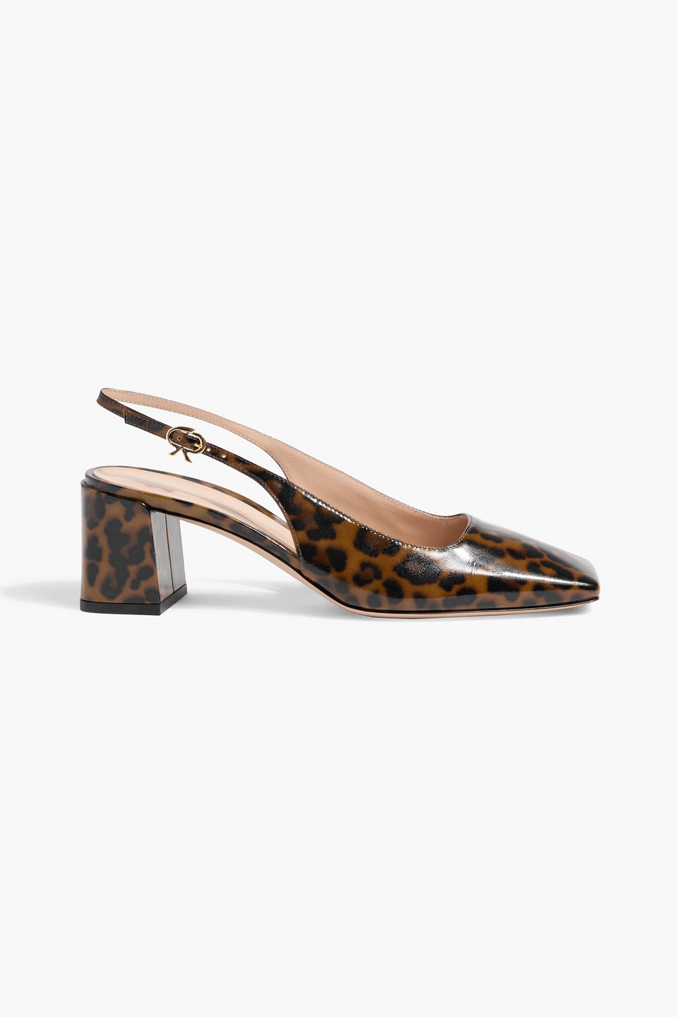 Gianvito Rossi Freeda 55 Leopard-print Glossed-leather Slingback Pumps In Animal Print