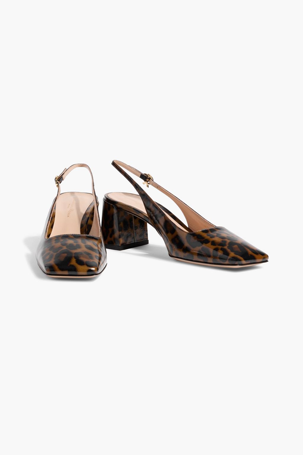 GIANVITO ROSSI Freeda 55 leopard-print glossed-leather slingback pumps