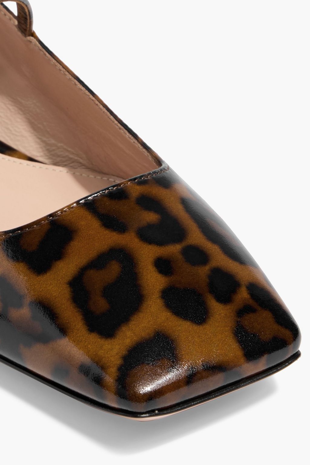 GIANVITO ROSSI Christina 05 leopard-print glossed-leather Mary Jane flats