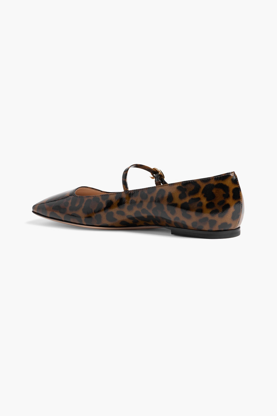 Gianvito Rossi Christina 05 Leopard-print Glossed-leather Mary Jane Flats In Animal Print
