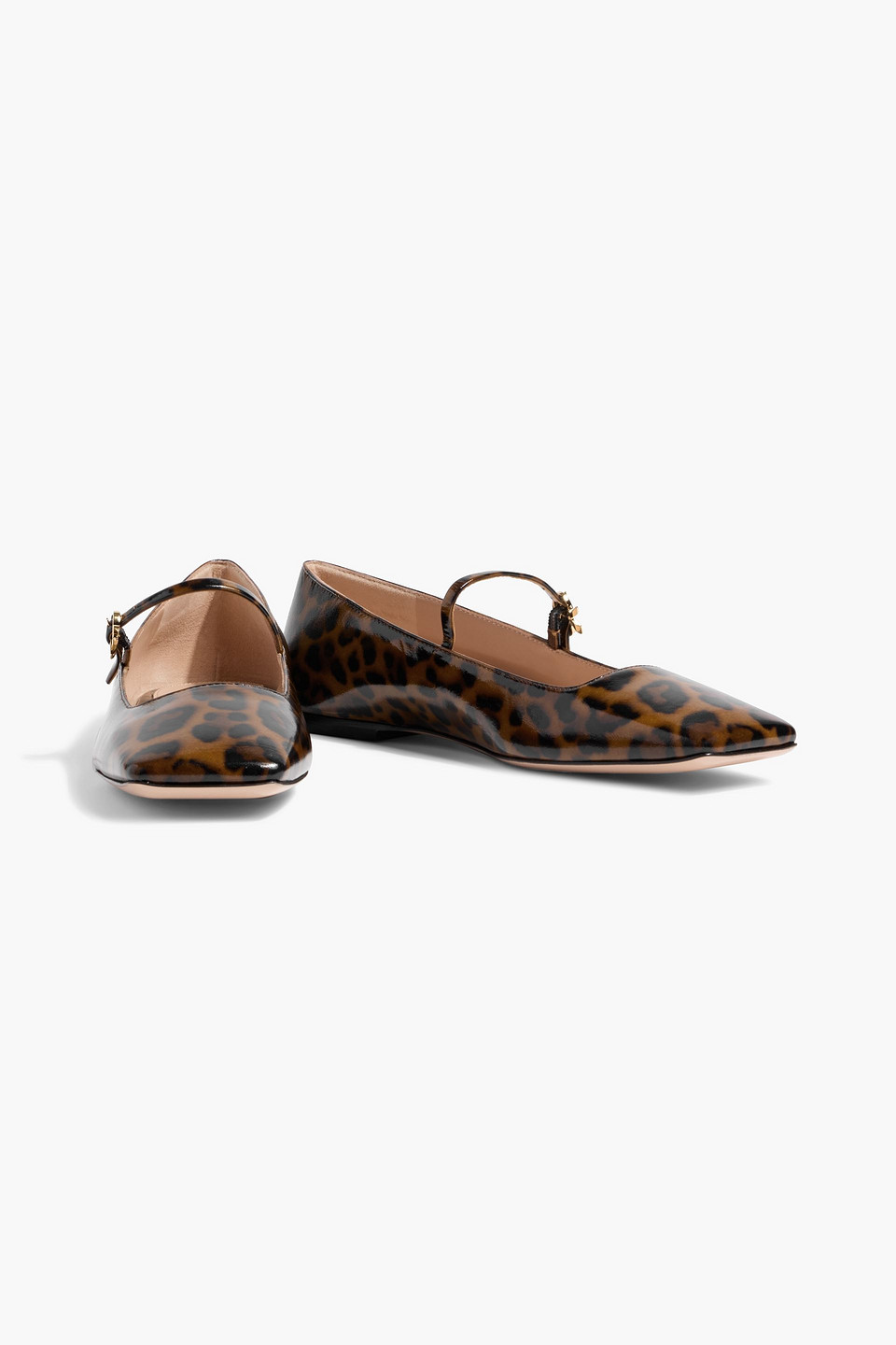Gianvito Rossi Christina 05 Leopard-print Glossed-leather Mary Jane Flats In Animal Print